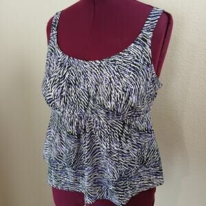 Swimsuits For All Beach Belle Purple Zebra Print Tankini Swim Top 18 bra padding